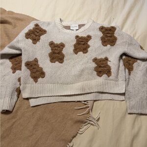 Pink Rose Cream and Brown Teddy Sweater